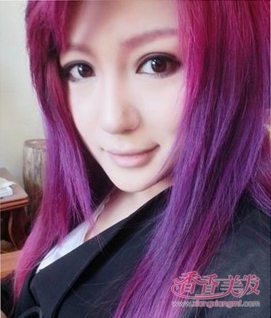 头发紫色的挑染 冬季适合染什么头发(4)