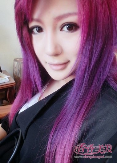 葡萄紫色头发效果图图片