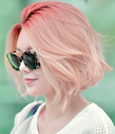 橘粉色头发图片 女头可爱粉色造型